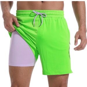 Men's Neon Green Swim Shorts